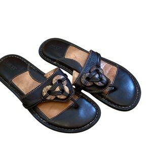 Born Women's Black Brown Leather Thong Sandals Size 8 Comfort Summer‎ Classic